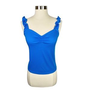 Nordstrom BP Blue Ruffled Strap Ribbed Tank Top